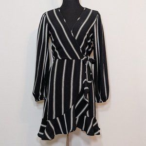 B.O.G Collective Faux Wrap Blk & Wht Mini Dress